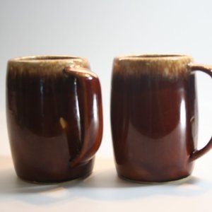 Set of 2 Hull Pottery Large Brown Mugs, Totally Retro